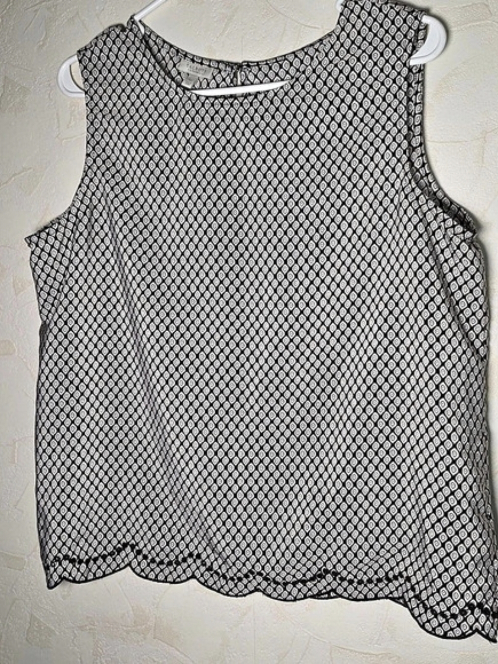 Talbots Geometric Blouse in Brown & White Size Large
